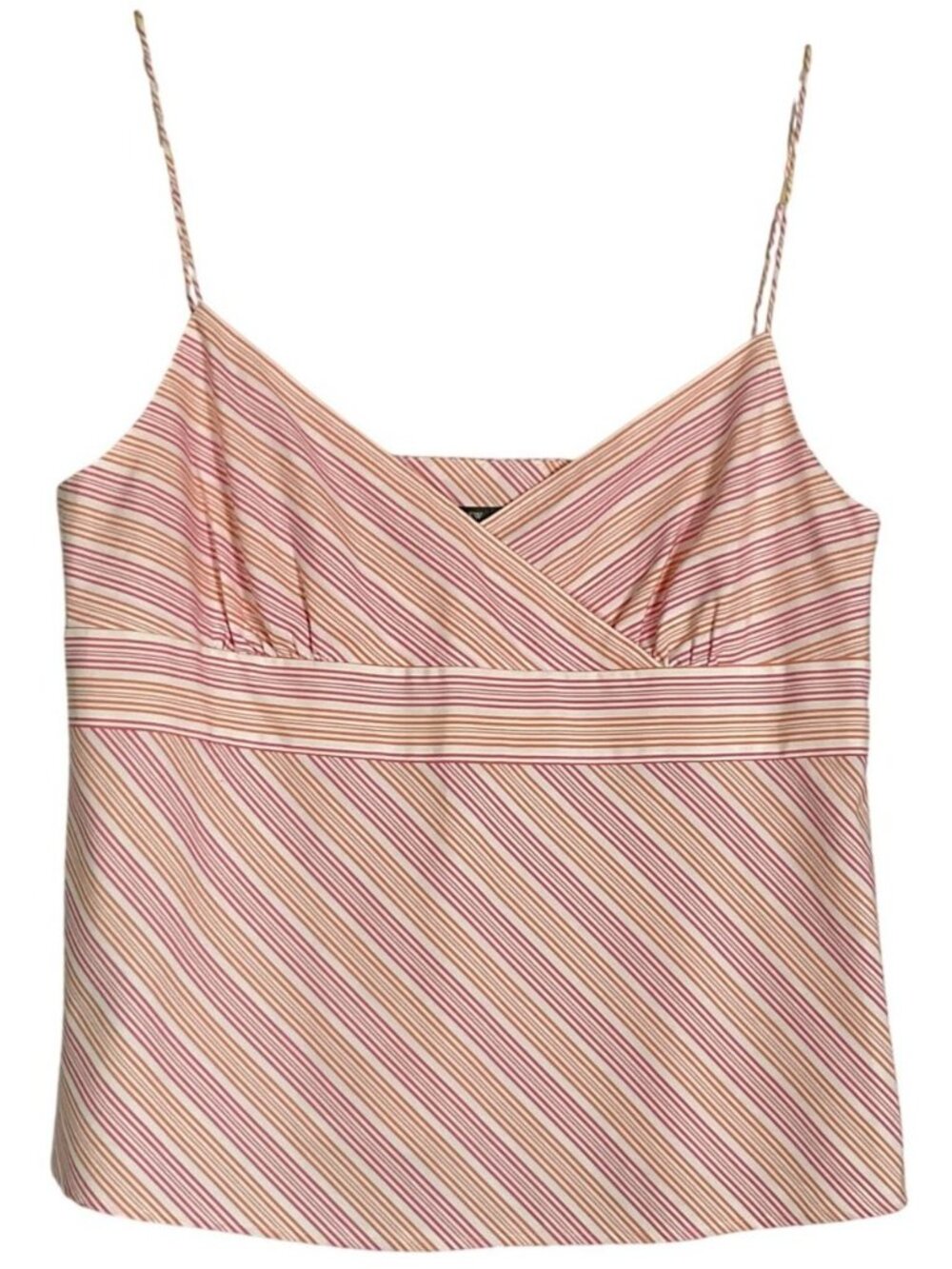 J.Crew Y2K Pink Stripe Wrap Cami Tank Top Lined Cotton Size 10